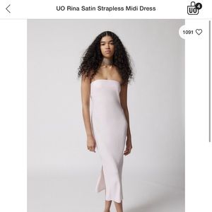 UO Rina Satin Strapless Midi Dress - medium - light pink
